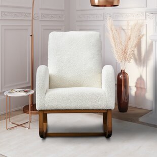 Esters wood arm outlet chair sherpa white